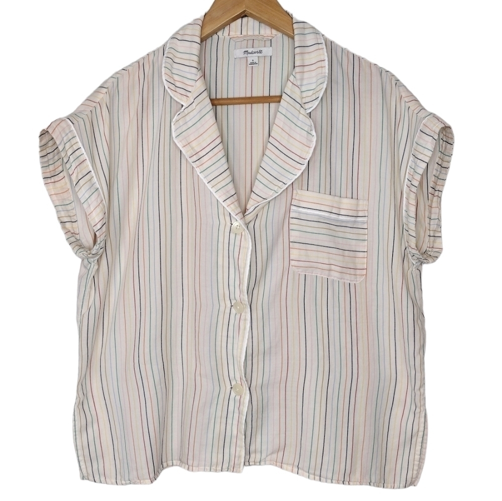 Madewell Striped Cotton Button Down Front Shirt